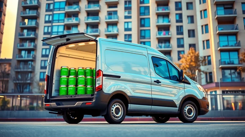 Nangs delivery sydney service demonstrated with a modern van and colorful canisters.