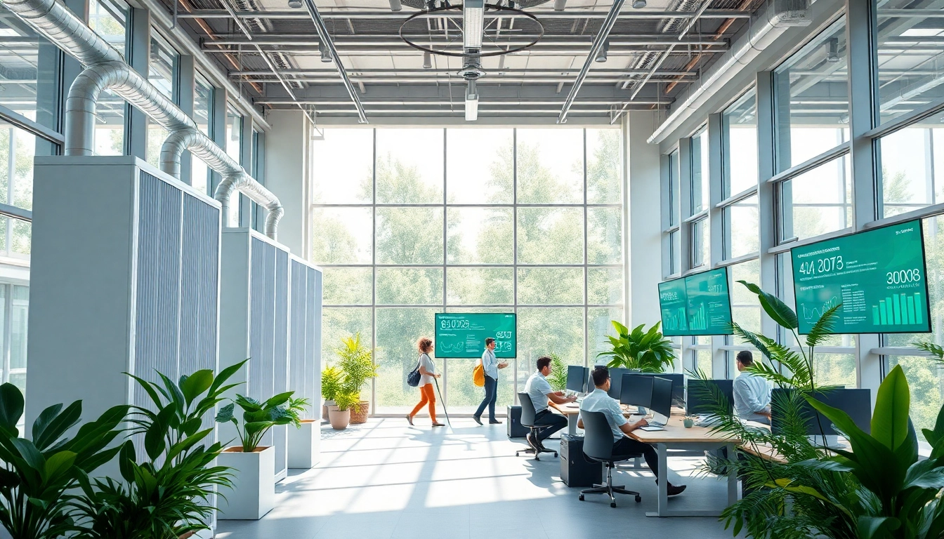 Improve air quality with Greenair's innovative systems in a bright office space.
