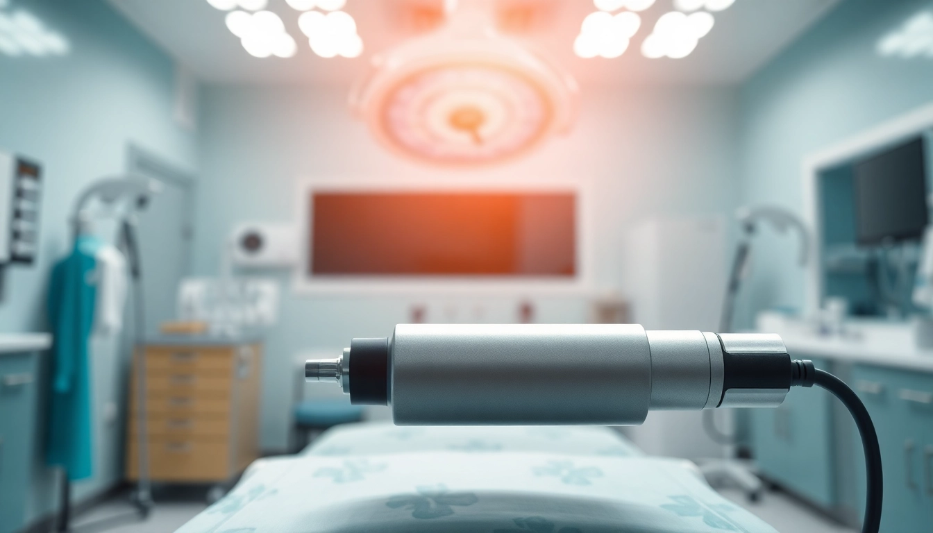 Showcase medical parker device in a modern healthcare setting with high-tech features.
