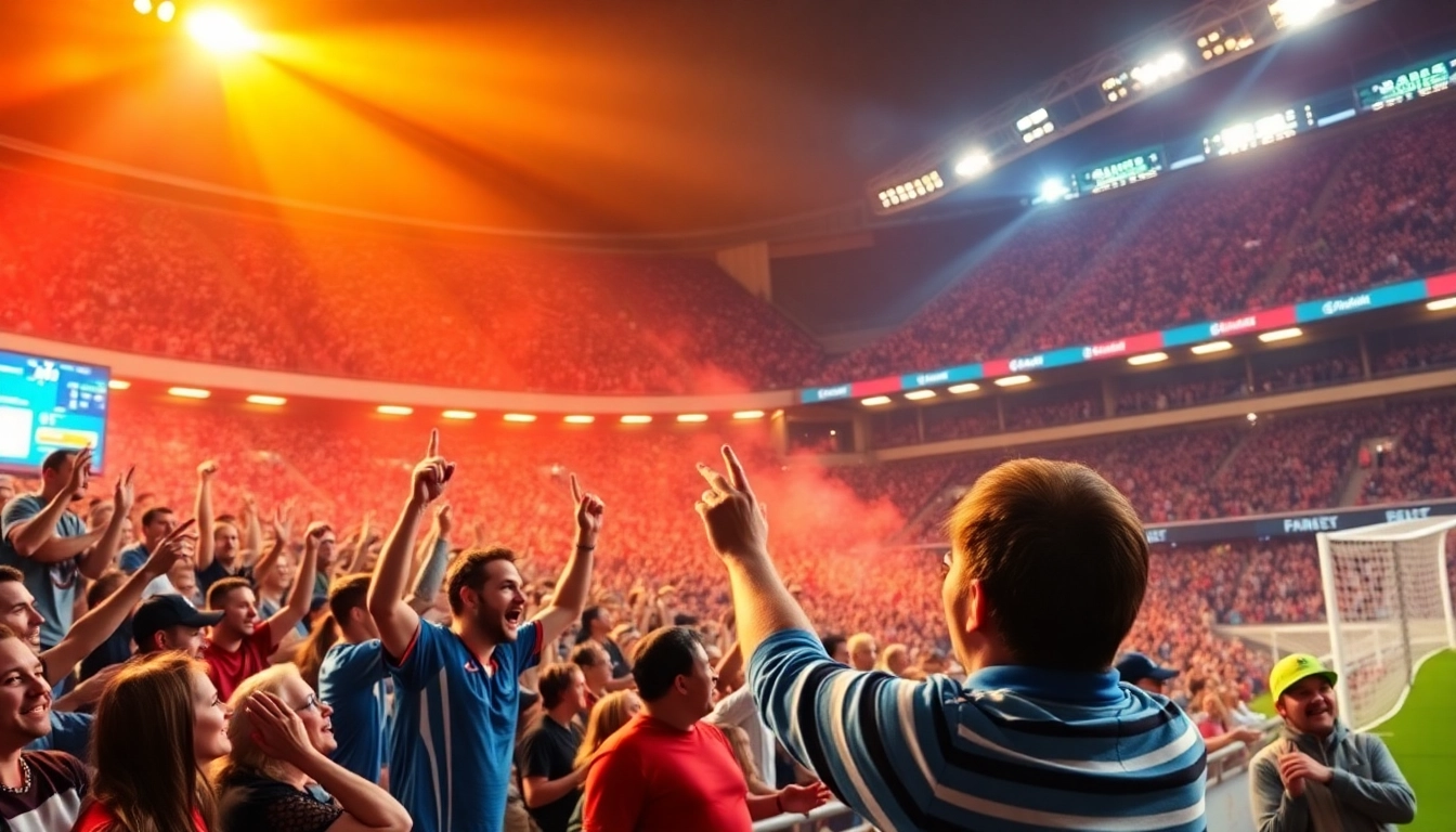 OK99 sports betting scene capturing the excitement of fans and thrilling matches.