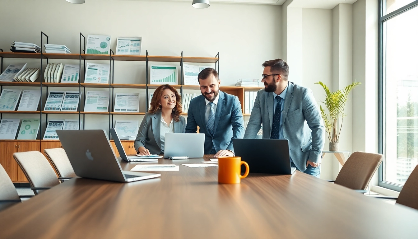 Engaging purchasing consultant discussing strategies in a modern office environment.