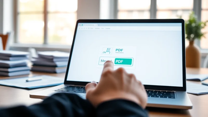 Merge PDF files easily with a professional digital workspace showcasing a user-friendly interface.