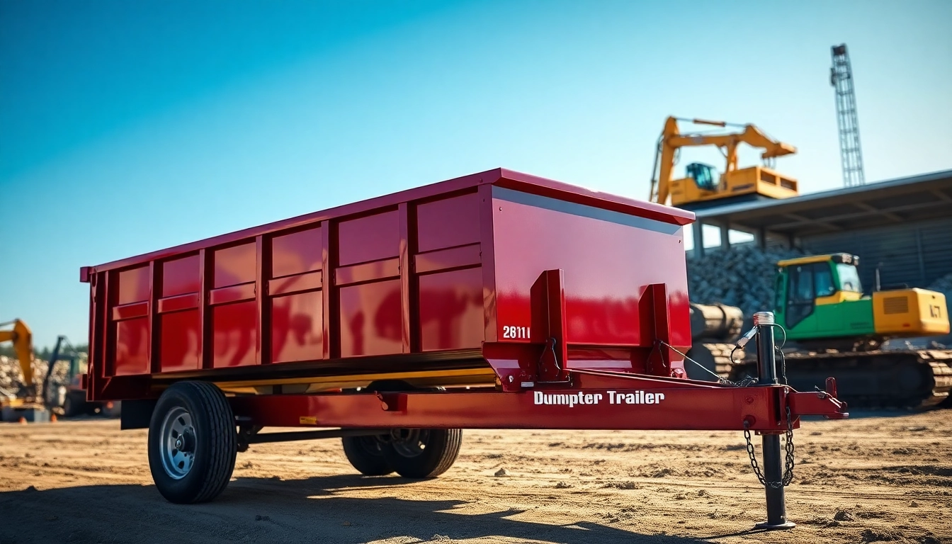 View dumpster trailers for sale on a vibrant construction site, highlighting their robust features.