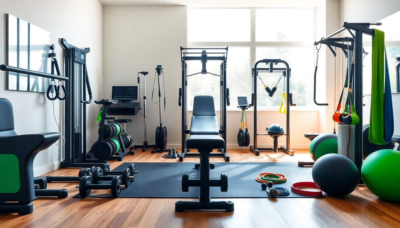 Showcasing innovative home gym equipment arranged for an effective workout experience