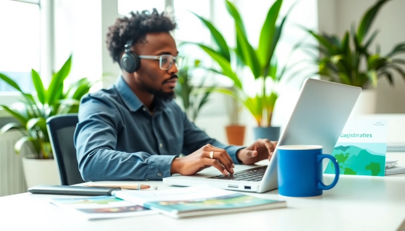 Enregistrer un nom de domaine .ci avec un designer web dans un bureau moderne