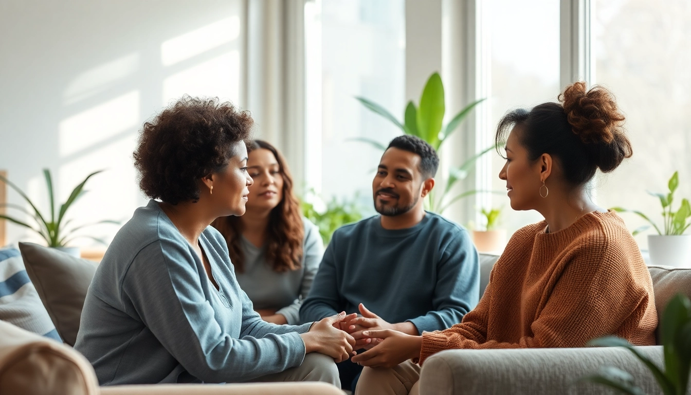 Group therapy session highlighting healing trauma through supportive conversation.