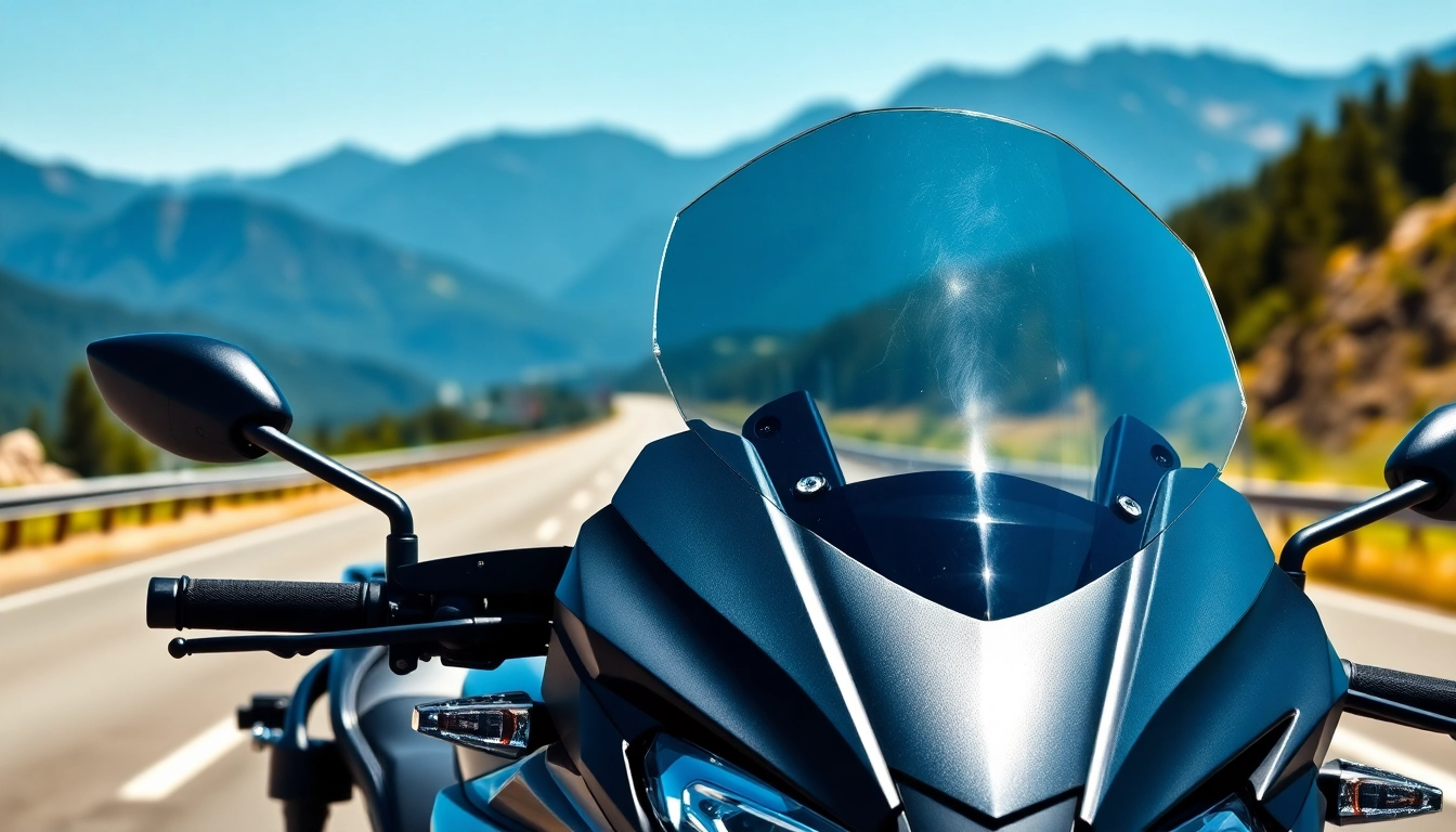 Showcase high-quality motorcycle windshield enhancing motorcycle appearance and performance.