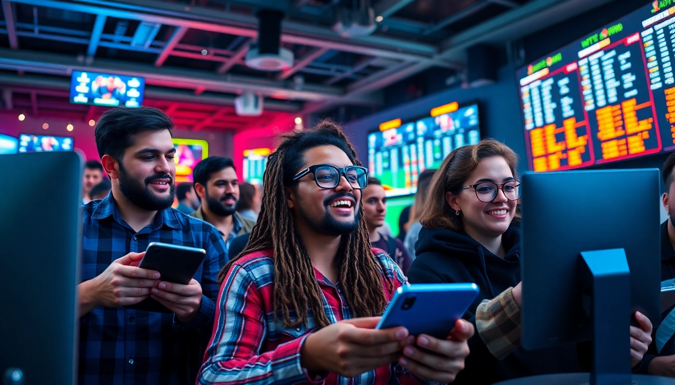 Fans connecting through thrilling sports betting experiences at OK9BET, illustrating excitement and diversity.