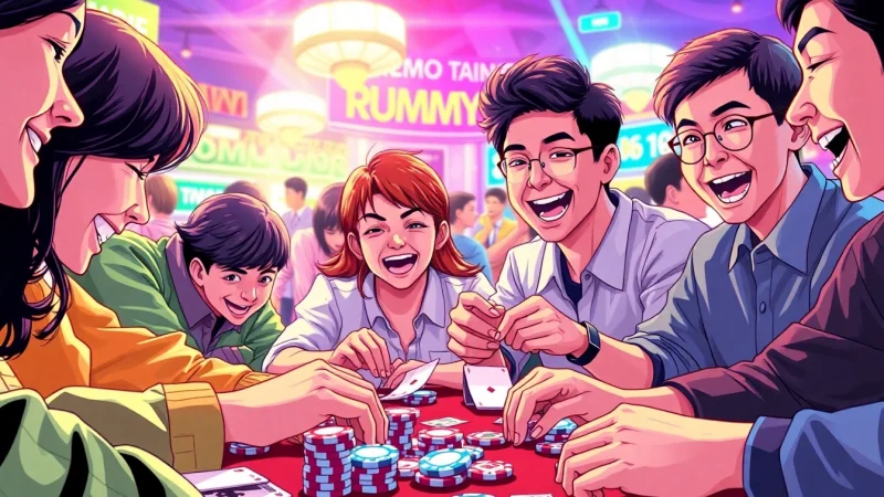 Experience the thrill of YONO RUMMY with players enjoying their game in a lively environment.