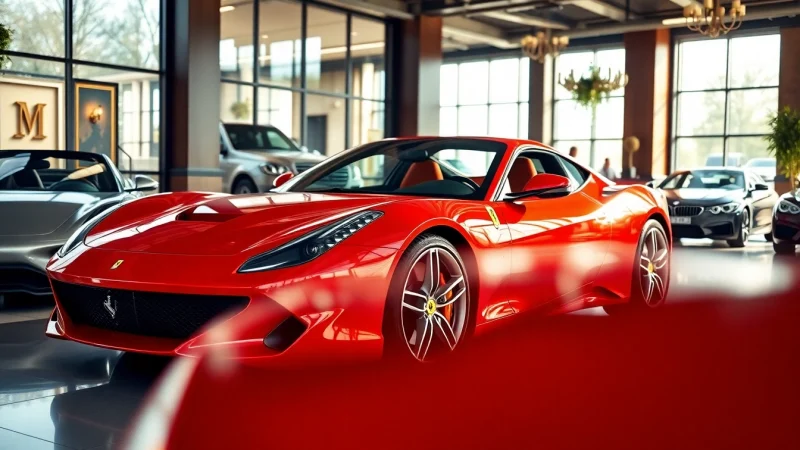 Experience luxury with Ferrari for sale Johannesburg showcased in a stylish showroom.