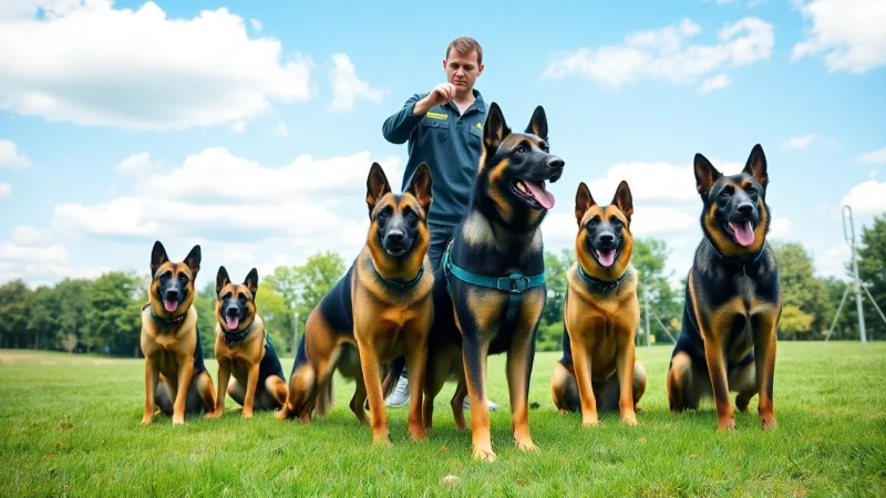 Security Dogs displaying alertness and loyalty in a training setting.
