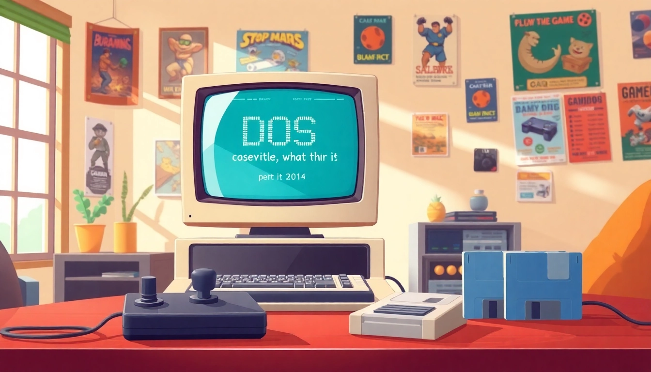 Enjoy retro nostalgia as you play DOS games on a vintage computer setup.