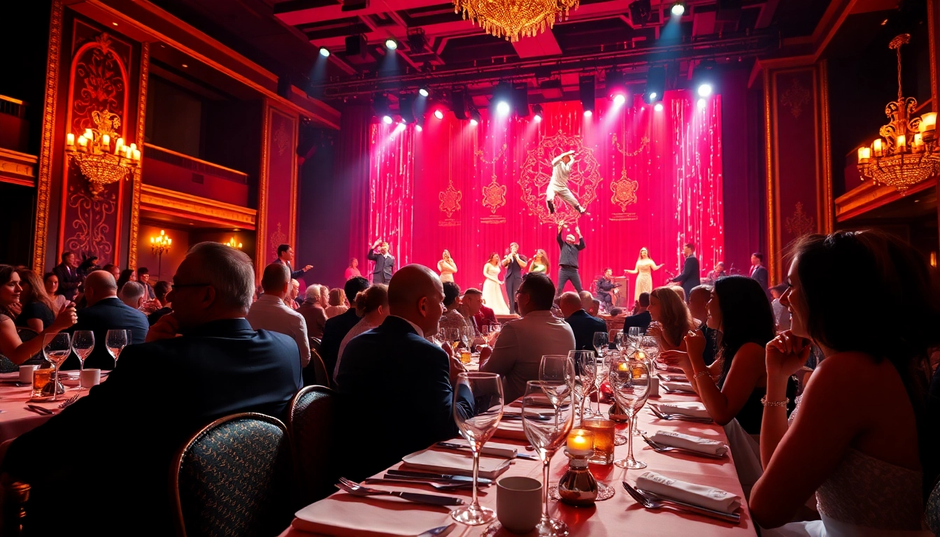 Experience the best dinner show in las vegas with lively performers and thrilled guests at an elegant venue.