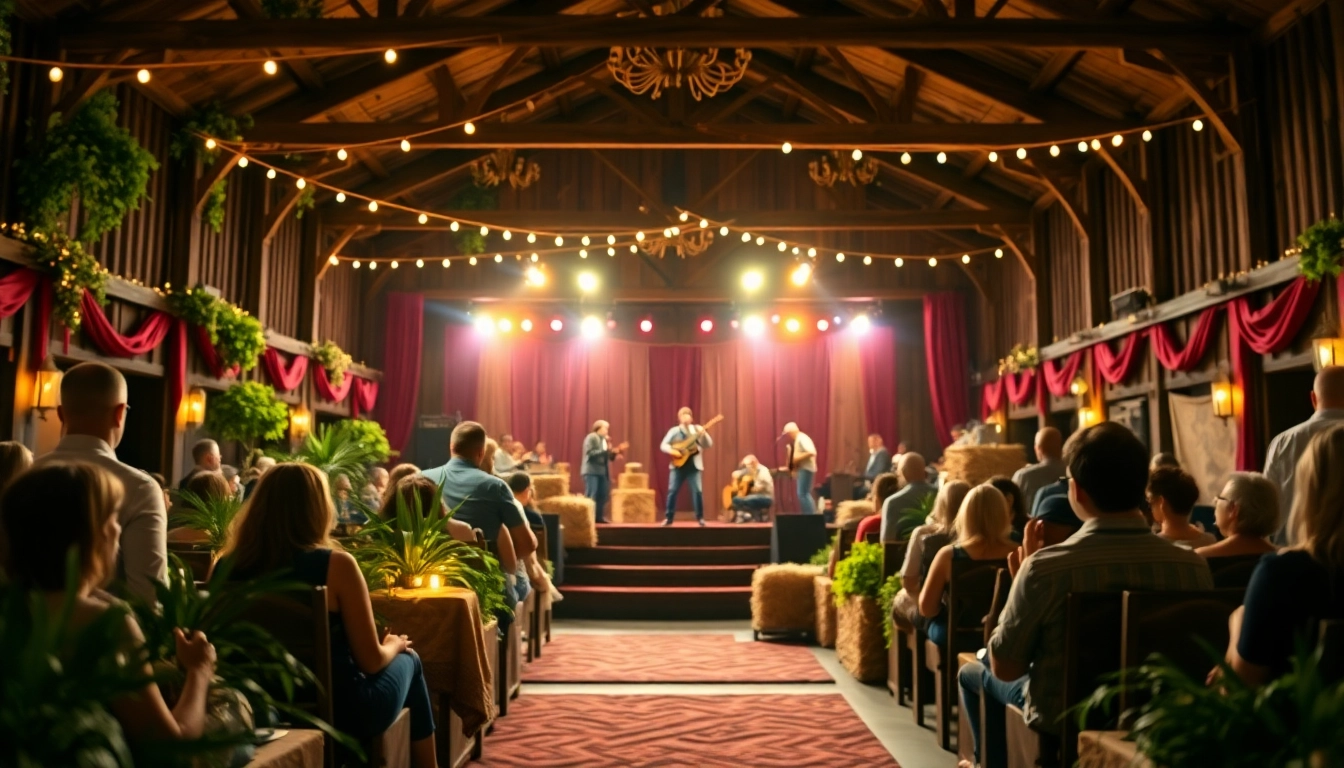 Enjoying the barn dinner theater 2024 schedule at a lively performance in a rustic setting.