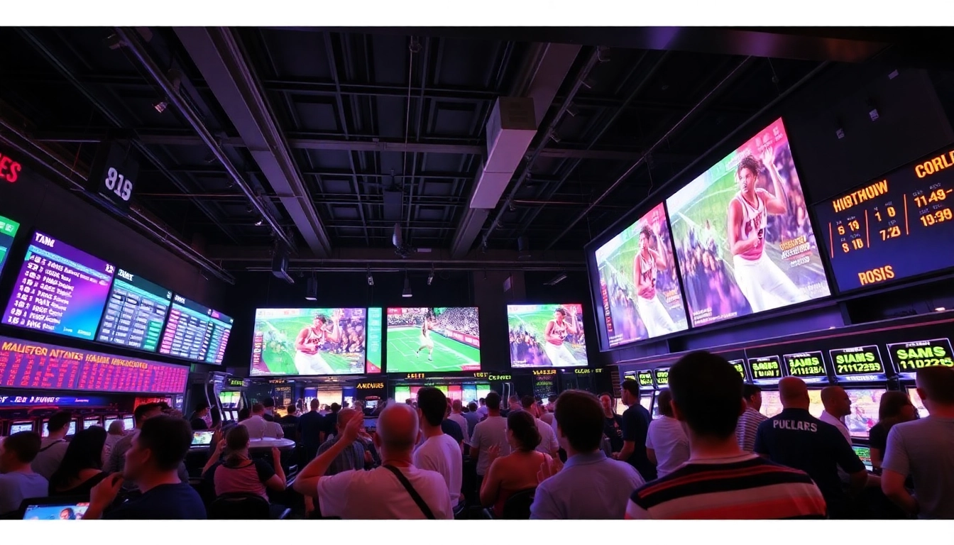 OK9 sports betting platform showcasing enthusiastic fans and live odds in an engaging atmosphere.