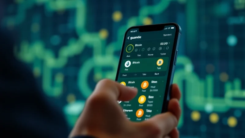 Interact with the guarda wallet app on a smartphone displaying cryptocurrency features.