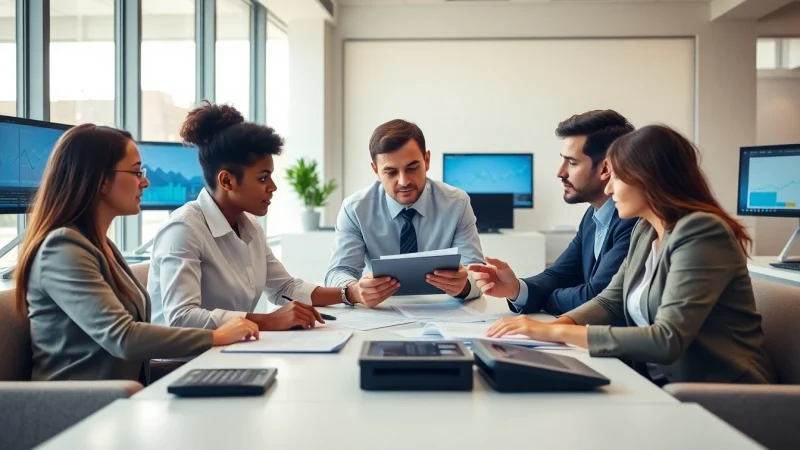 Find qualified accountants near me collaborating in a professional office environment.