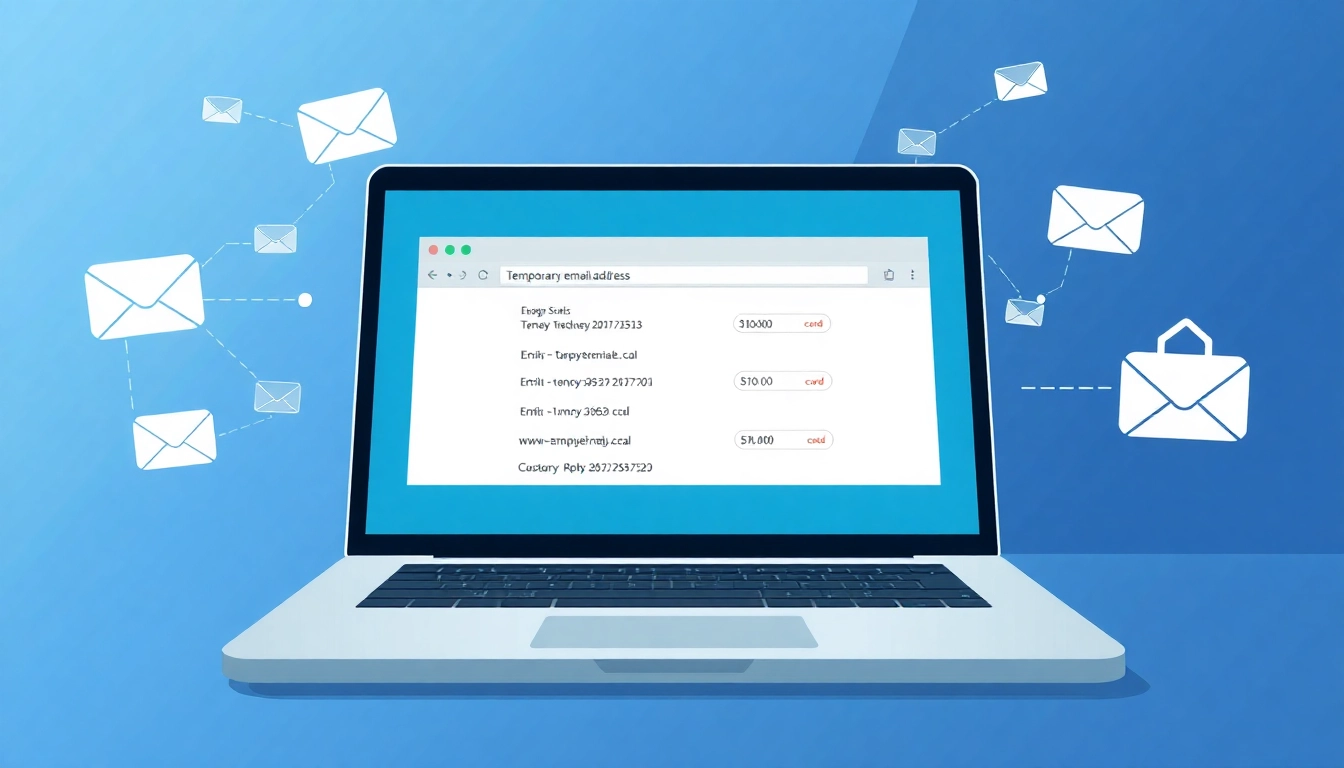Visualize the concept of using temporary email for secure online transactions.
