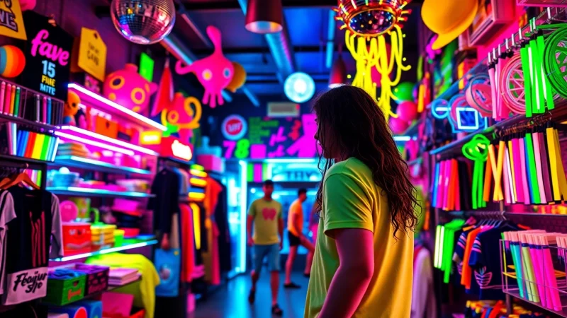 Shop unique items at rave store miami with vibrant clothing and energetic atmosphere