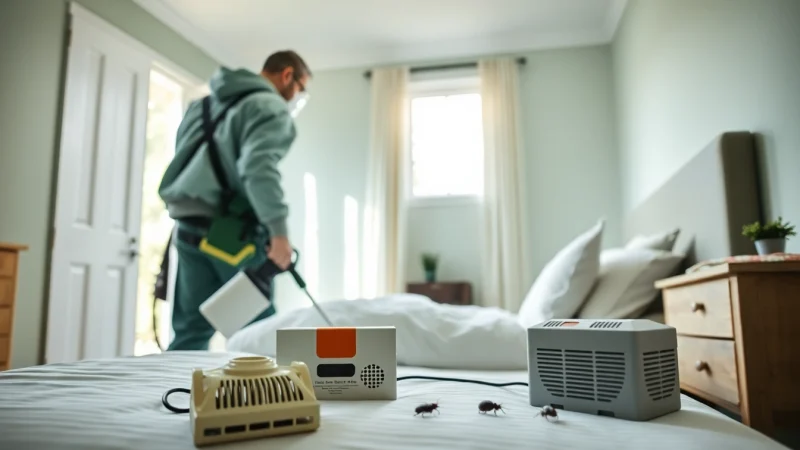 Bed bug exterminator effectively eliminating bed bugs in a residential setting.